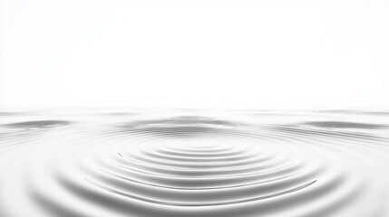 A tranquil water surface with uniform ripple patterns and soft reflections, creating a peaceful vibe, on white