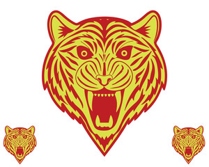 Colorful tiger head isolated on white