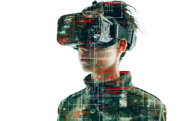 High Tech Hacker in Cyberpunk Style on transparent background PNG.