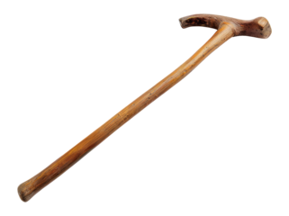 Wooden walking stick isolated on transparent background