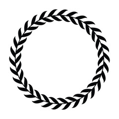 Bold Laurel Wreath, Black and White Circular Family Frame, Minimalist Logo Vector