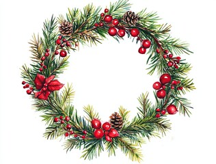 Christmas Wreath Watercolor Painting