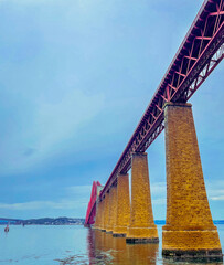 Old steel bridge over the river in Scotland  