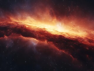 Fototapeta premium Fiery Nebula Cosmic Cloud Formation in Space