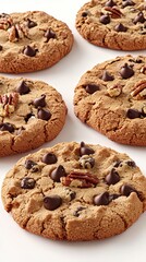 Delicious Chocolate Chip Pecan Cookies  Gourmet Dessert  Bakery Treats  Close up Food Phot