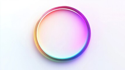 A smooth holographic circle with a radiant glow and dynamic gradient transitions, placed on a white background