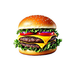 Perfectly Stacked Burger with Fresh Ingredients png
