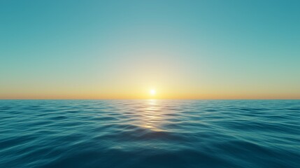 Fototapeta premium A calm ocean surface with a soft horizon gradient blending into a spacious area for text placement. 