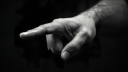 A Hand Pointing: Black and White Photography