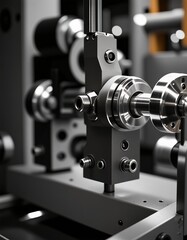 Industrial Machinery Closeup Precision Engineering Metal Parts Manufacturing Technology
