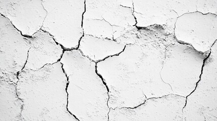 Fototapeta premium Cracked White Texture Background- Abstract Dry Surface Detail