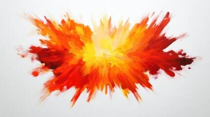 Naklejka premium A fiery explosion of warm hues in red, orange, and yellow, forming a dynamic burst of color, on a clean white background