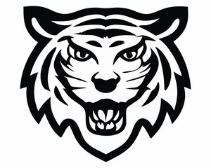 Black tiger illustration. tiger silhouette. Minimalist and Flat Logo. Isolated vector image, head tiger logo vector, animal theme, wildlife logo
