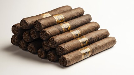 Stacked Premium Cigars on a Simple Background Showcasing the Rich Texture and Color of Handcrafted Tobacco Products Perfect for Connoisseurs and Enthusiasts