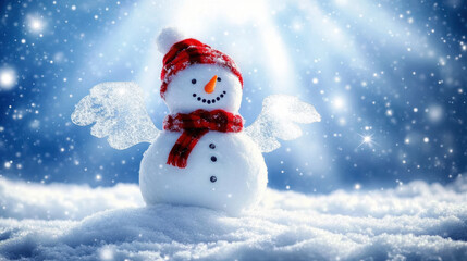 Snowman made in the winter snow