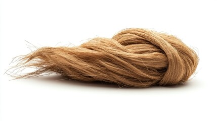 Elegant Strand of Golden-Brown Hair Styled in a Flowing Motion on a Plain Background for Artistic and Creative Use in Design and Marketing Projects