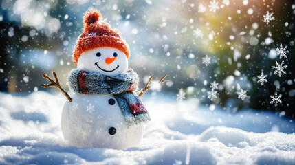 Obraz premium Snowman made in the winter snow