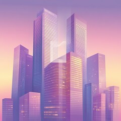 Fototapeta premium Cityscape at Sunset
