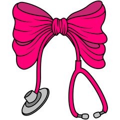 Pink Bow and Stethoscope Medical Illustration