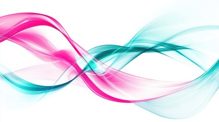 A futuristic design featuring intersecting neon energy beams in bold pink and teal, glowing against a clean white background