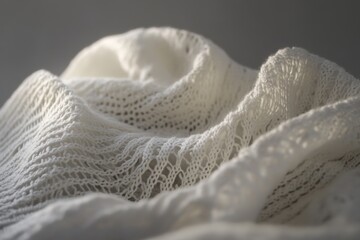 White Knitted Fabric Draped Softly Texture Detail