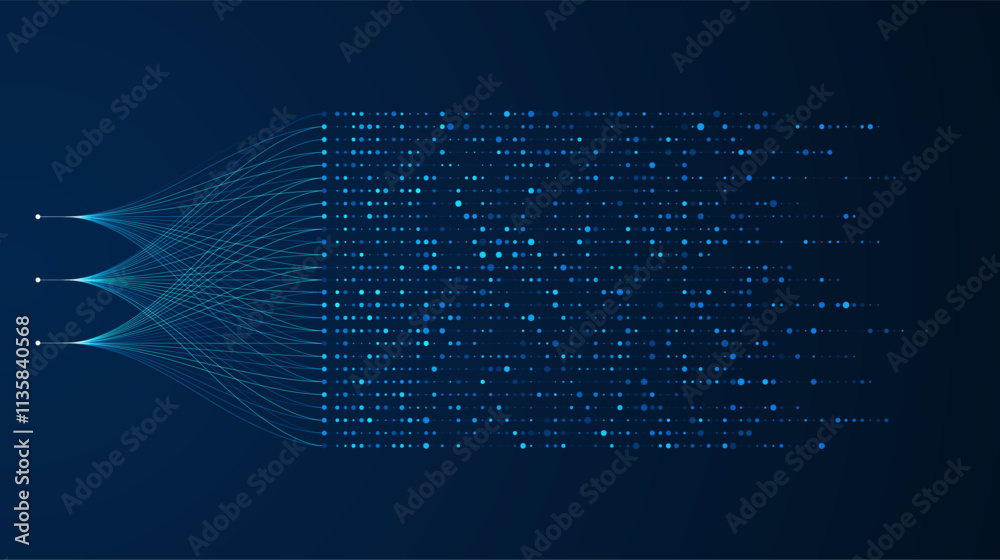 Poster big data visualization. social network, financial analysis of complex databases. data mining. vector