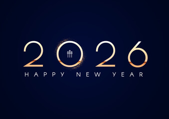 Happy new 2026 year Elegant gold text with light. Minimal text template