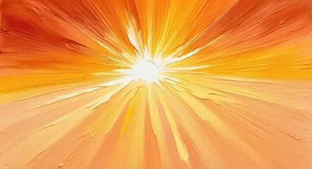 Obraz premium A vibrant Orange gradient background with rays of sun, creating an atmosphere of warmth and joy