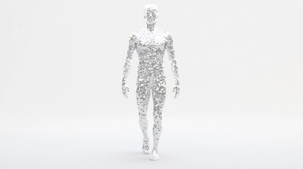 Crystal Human Figure Silhouette Isolated on White Backdrop 3D