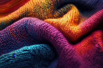 Vibrant Knitted Fabric Textured Surface Close Up