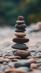 Balanced Stones Stack, Zen Garden Concept
