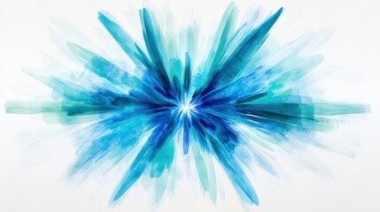 Fototapeta premium A vibrant starburst of blue and teal energy beams radiating outward from a glowing center, on white