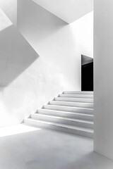 Obraz premium Minimalist architecture with white walls and dark color, geometric shape