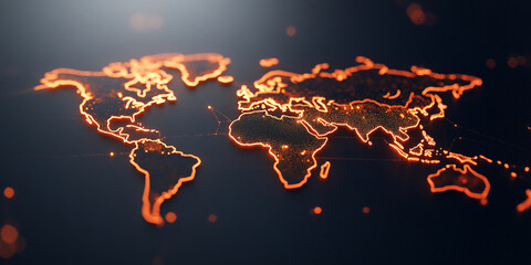 glowing world map with intricate layers of secure encryptions, showcasing digital representation of global connectivity and data security