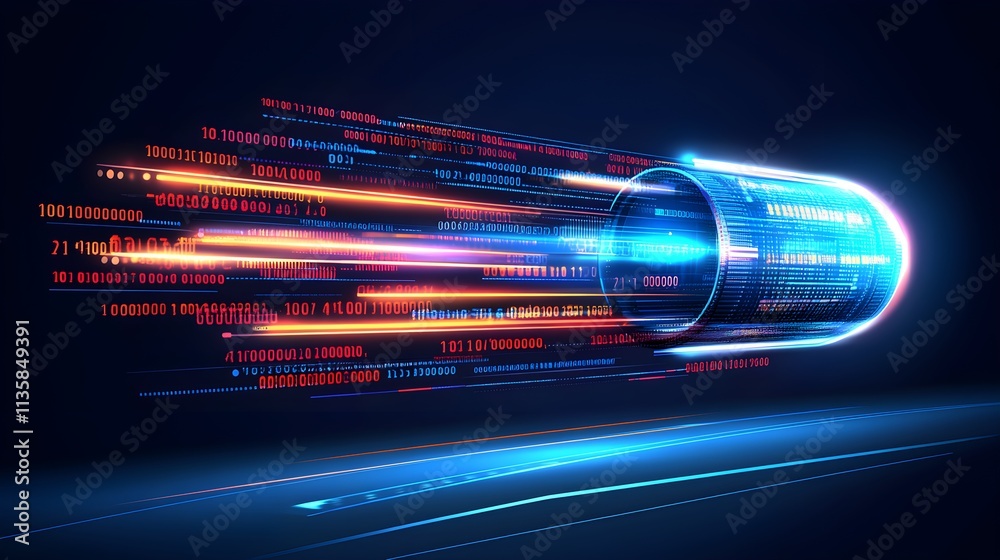 Poster dynamic data stream acceleration digital realm visual content futuristic environment high-tech viewp