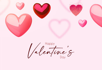 Happy Valentine's day design template with 3D glossy hearts