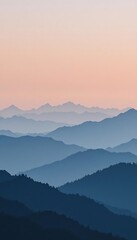 Obraz premium Mountain ranges layered with a gradient sky behind