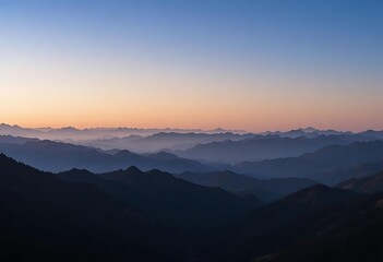 Fototapeta premium Mountain ranges layered with a gradient sky behind