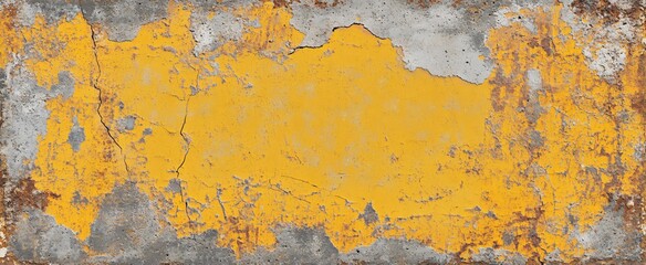 Grunge Yellow Wall Texture Cracked Peeling Paint Rusty Concrete Surface Background