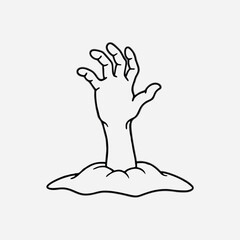 Fototapeta premium Halloween zombie hands silhouettes, Evil dead man, spooky graveyard ghost or demon black hands with creepy fingers