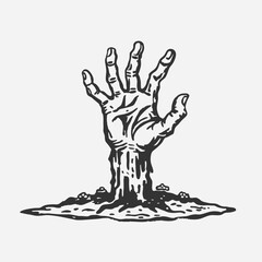 Halloween zombie hands silhouettes,  Evil dead man, spooky graveyard ghost or demon black hands with creepy fingers