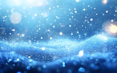 Naklejka premium Shiny Blue Glitter In Abstract Defocused Background - Christmas And New Year Texture,