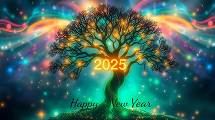 A carda tree with ‘2025’ engraved on it, 