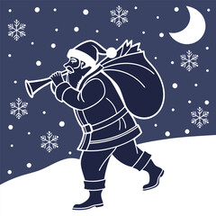 silhouette Santa vector with white background