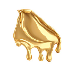 Golden honey dripping isolated on transparent background, cutout