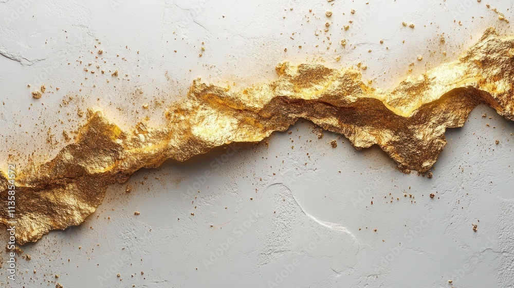 Poster a textured surface with a gold foil effect, creating a striking visual contrast.