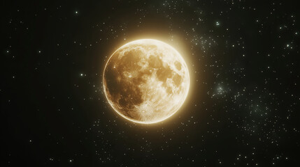 Fototapeta premium Golden Full Moon Night Sky 