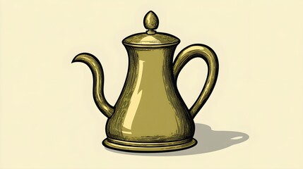 Pouring golden tea vintage teapot illustration artistic design warm background classic viewpoint