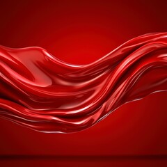 Obraz premium Abstract Red Liquid Flow Swirling 3D Render Glossy Cinematic Background