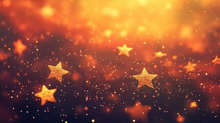 Fototapeta premium Starry Night Background with Glittering Shimmer and Bokeh Effects Capturing the Magic of a Celestial Dream in Warm Golden Hues for Your Creative Projects and Designs